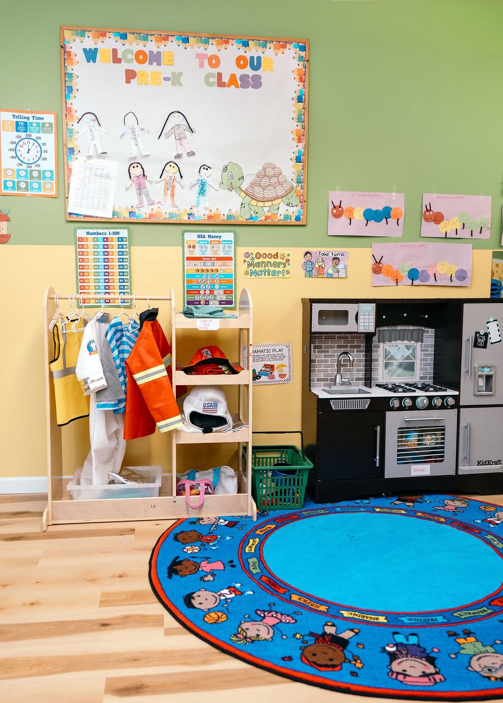 A bright pre-K learning room at The Great Learning Center
